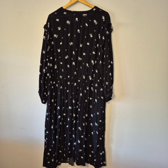 NWT Old Navy Black Floral Print Dress with Ruffle Hem Plus Size 4X - Picture 8 of 9